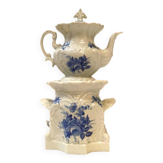 Polychrome porcelain tea pot with 20th century floral decoration