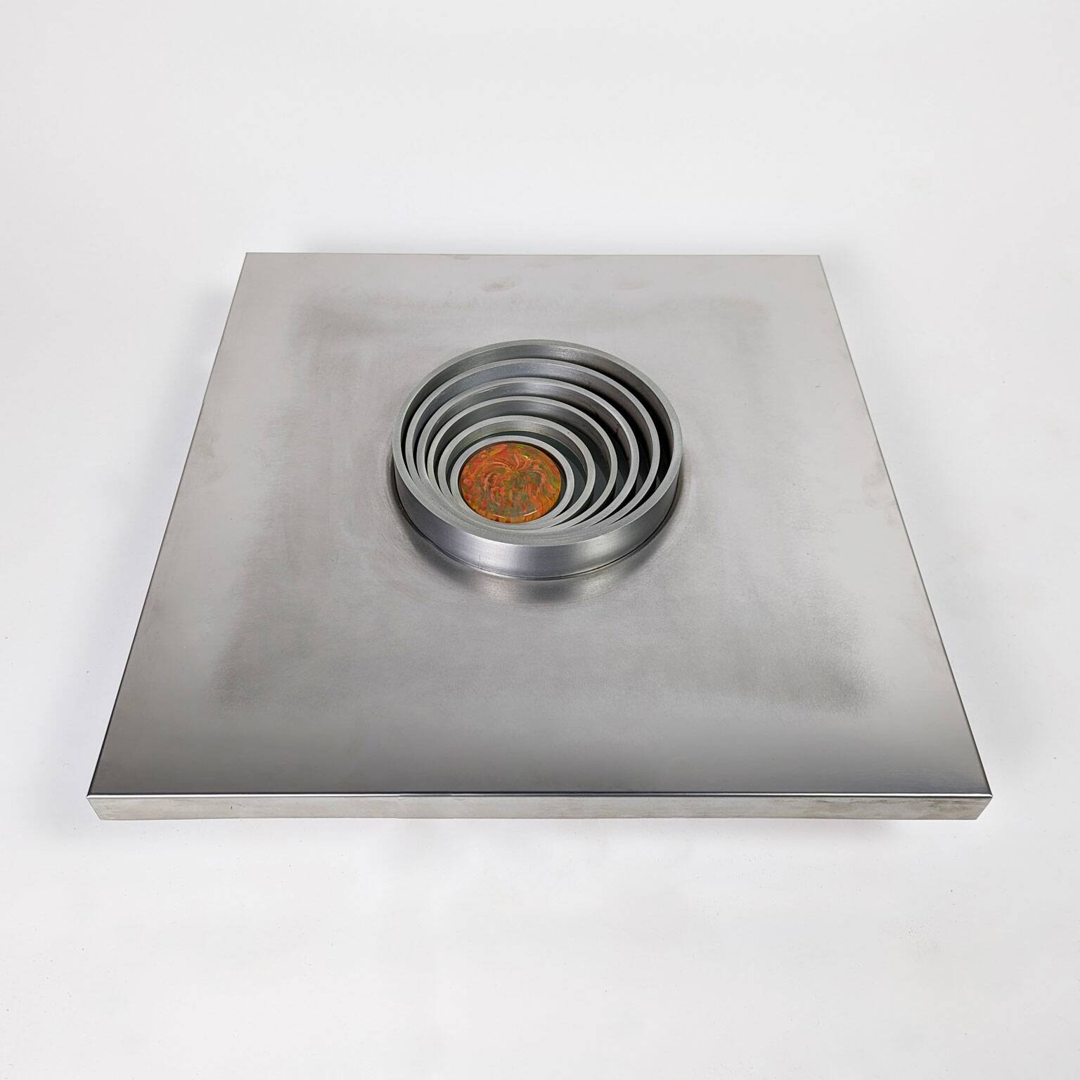 Pair of metal, resin and glass wall lights by Angelo Brotto, circa 1970