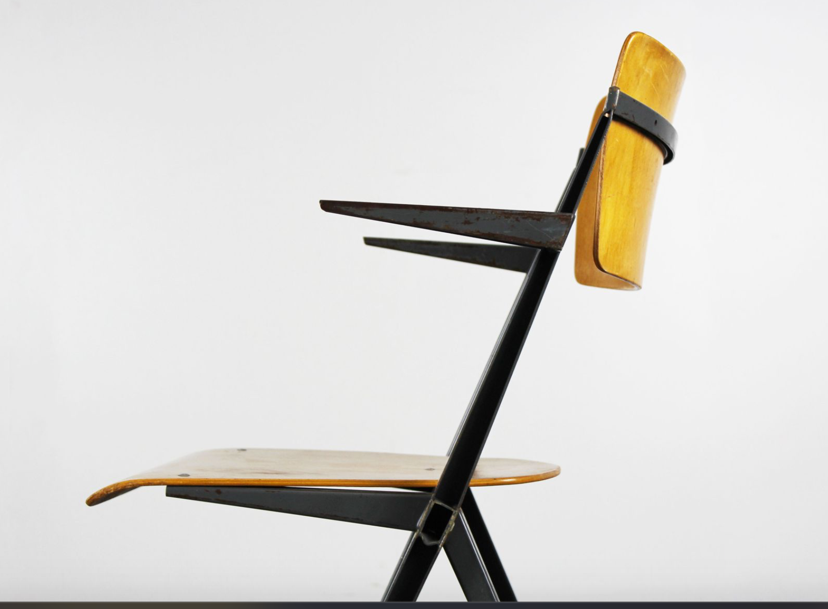 Vintage Pyramid chairs with armrests by Wim Rietveld