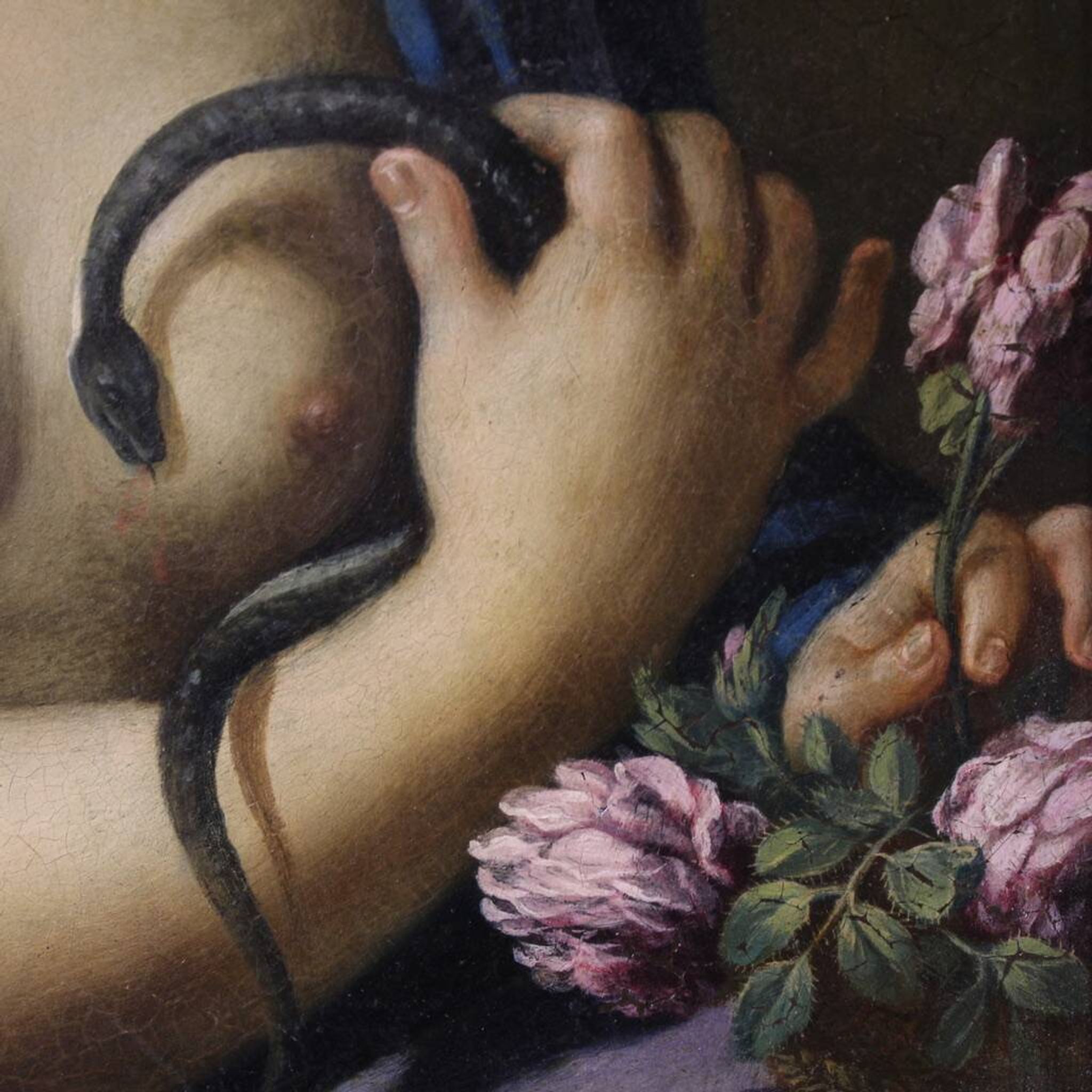 Peinture italienne du XVIIIe siècle sur cuivre, La Mort de Cléopâtre.