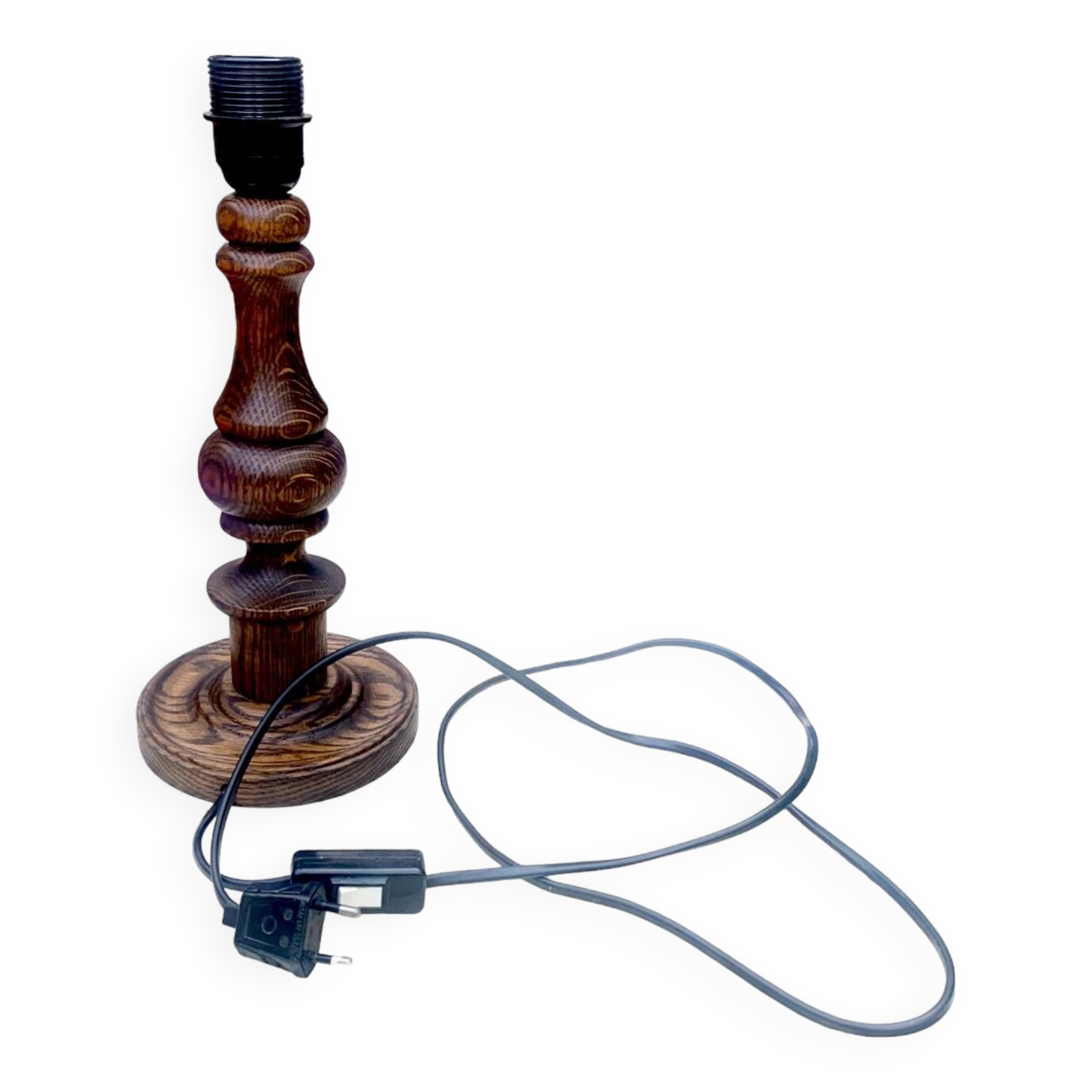 Antique turned solid wood lamp base