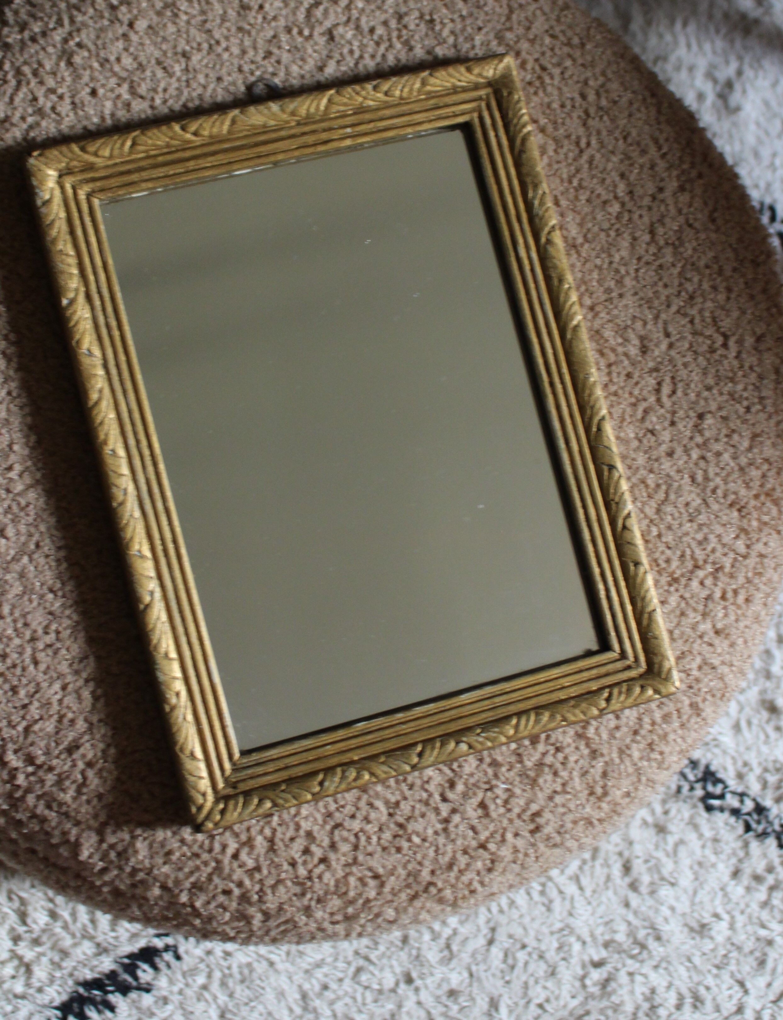 Rectangular golden wooden frame mirror