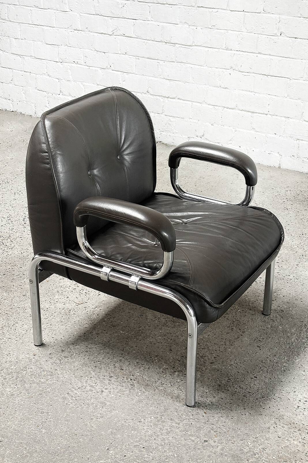 Hans Eichenberger 'Eurochair' Leather Lounge Chairs for Girsberger, 1970s