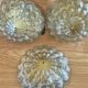 Set of 3 vintage amber moulded glass wall lights and ceiling lights.