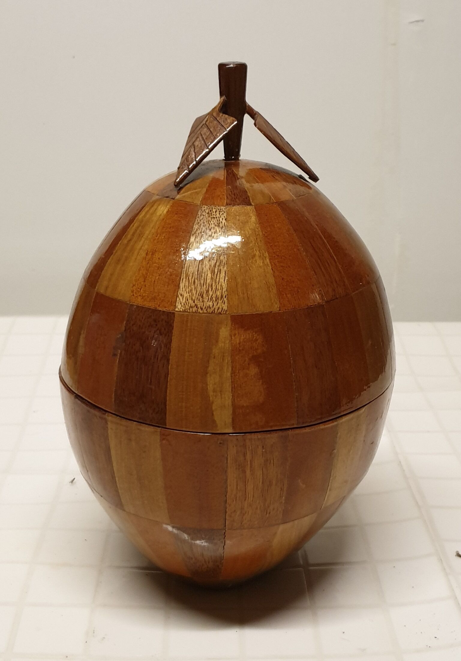 Coconut ice bucket in marquetry, 1950s