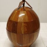 Coconut ice bucket in marquetry, 1950s