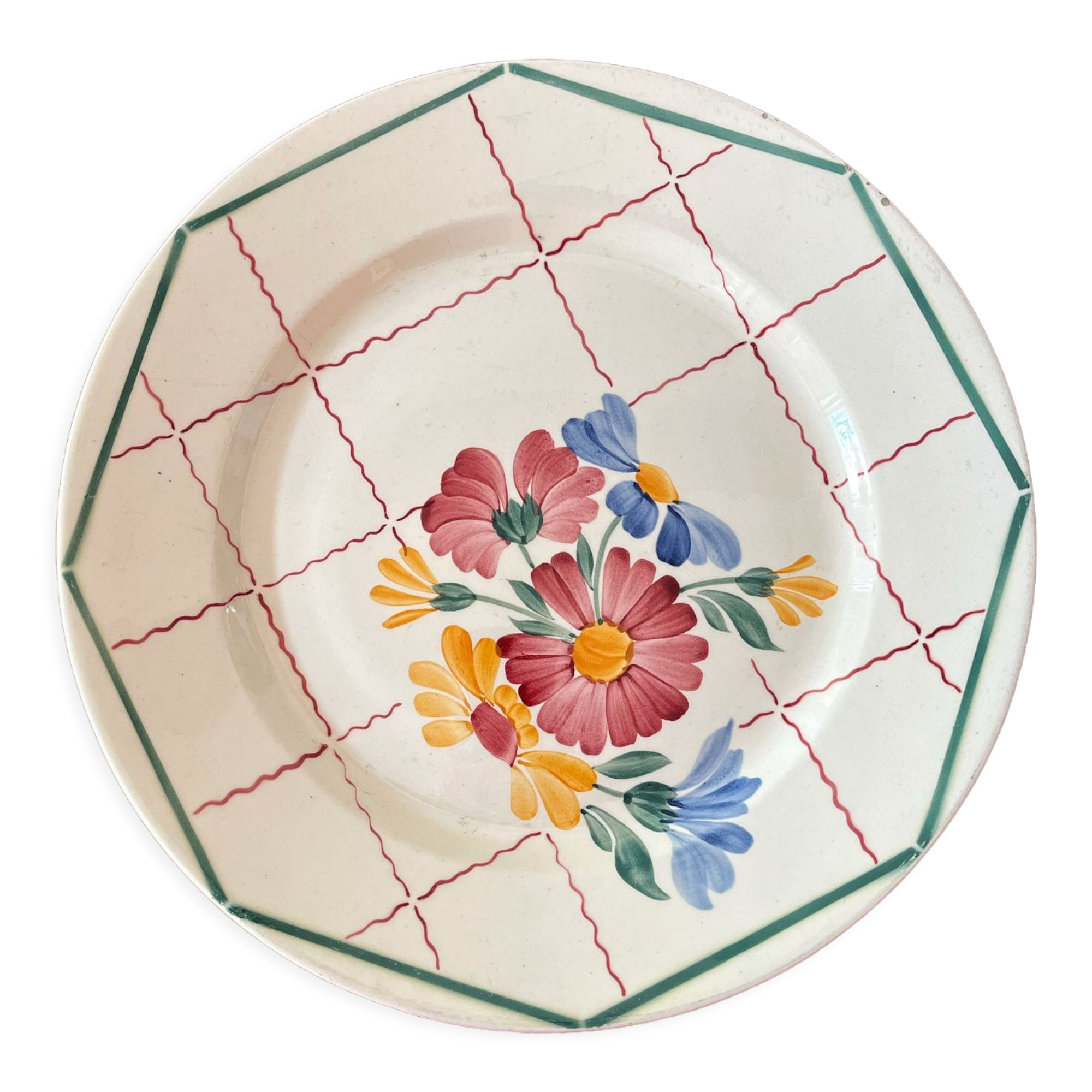 Round earthenware dish from Grasse, HBCM (Hippolyte Boulenger, Creil Montereau)