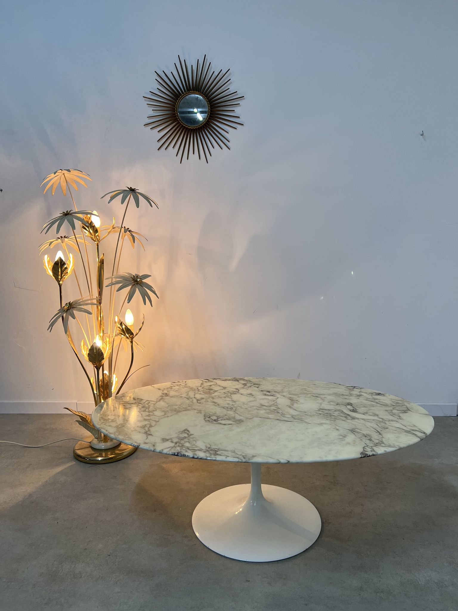 Floor lamp flower metal Design Hans Kögl Scandinavian vintage 5 burners