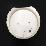 Vintage white glass half-sphere wall light. 1970s