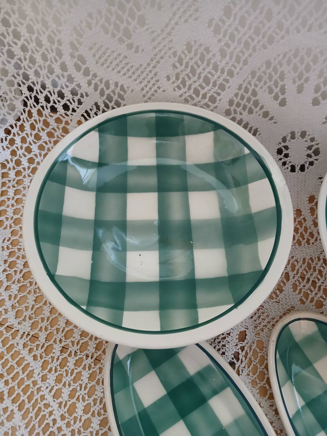 Set of antique Scottish tile dishes