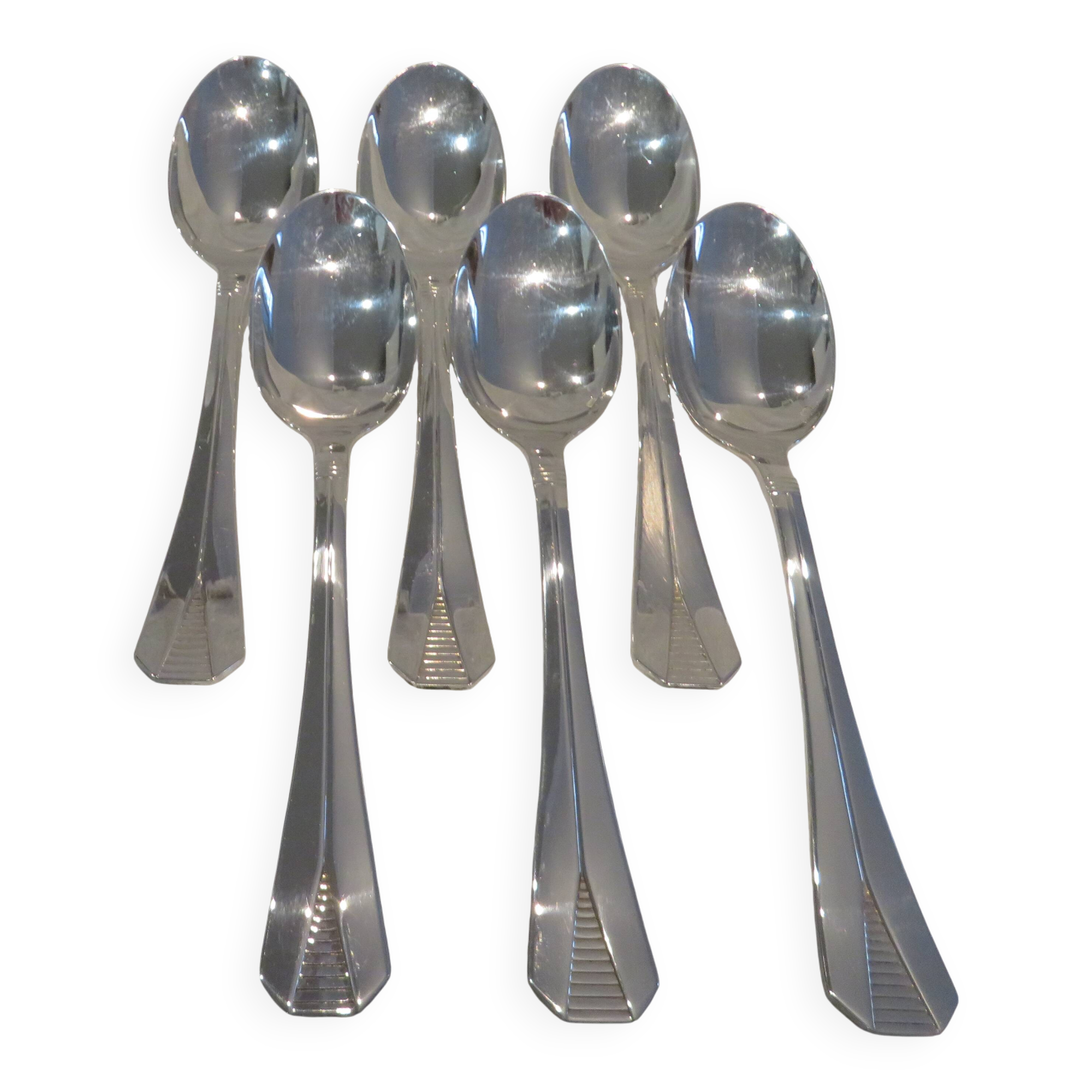 6 silver plated soup spoons Christofle Atlantide 20.7cm