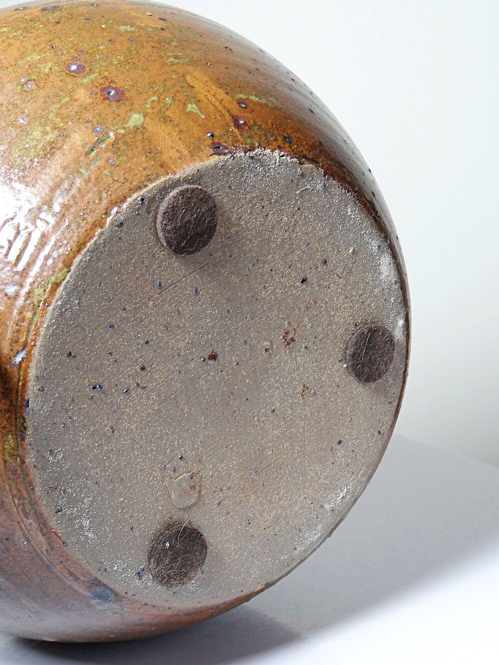 Grosse lampe boule grès pyrité émaillé vintage Baudat La Borne