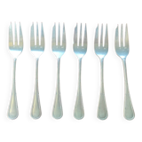 6 anciennes fourchettes couverts à huîtres métal argenté orfèvrerie Apollo