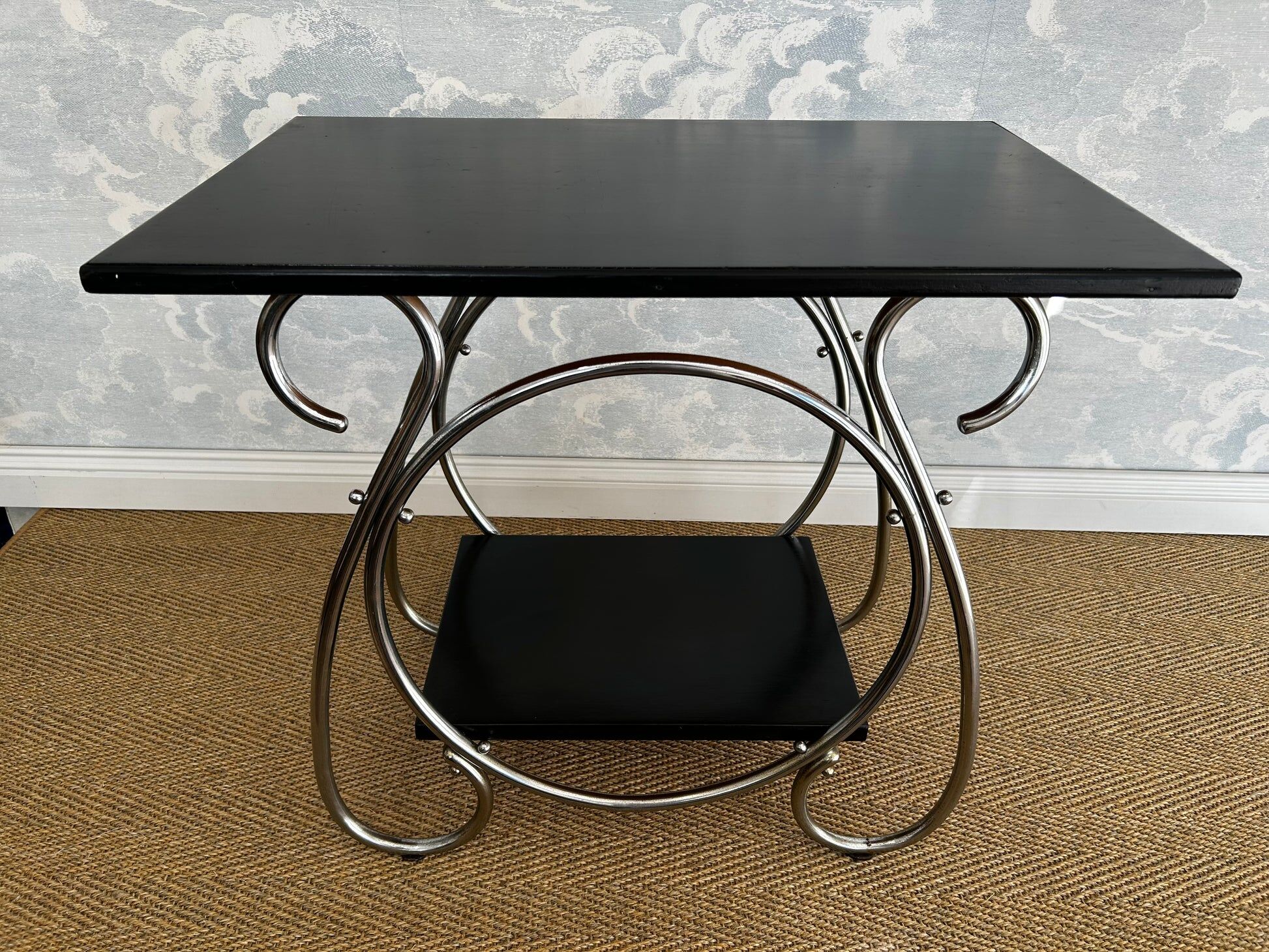 Chrome tubular 2-tiered side table, Art Deco / Bauhaus, Belgium, 1930s