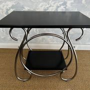 Chrome tubular 2-tiered side table, Art Deco / Bauhaus, Belgium, 1930s