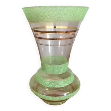 Vintage gold and green granite glass vase