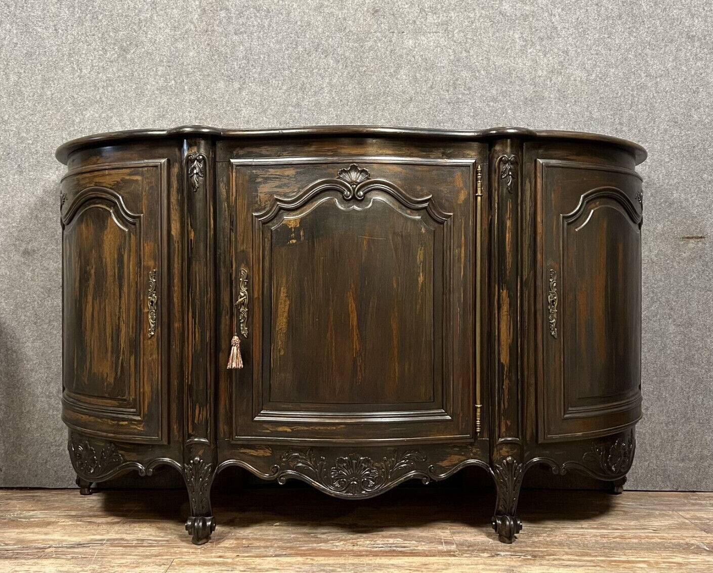 Louis XV style sideboard in lacquered wood and stained wood circa 1900