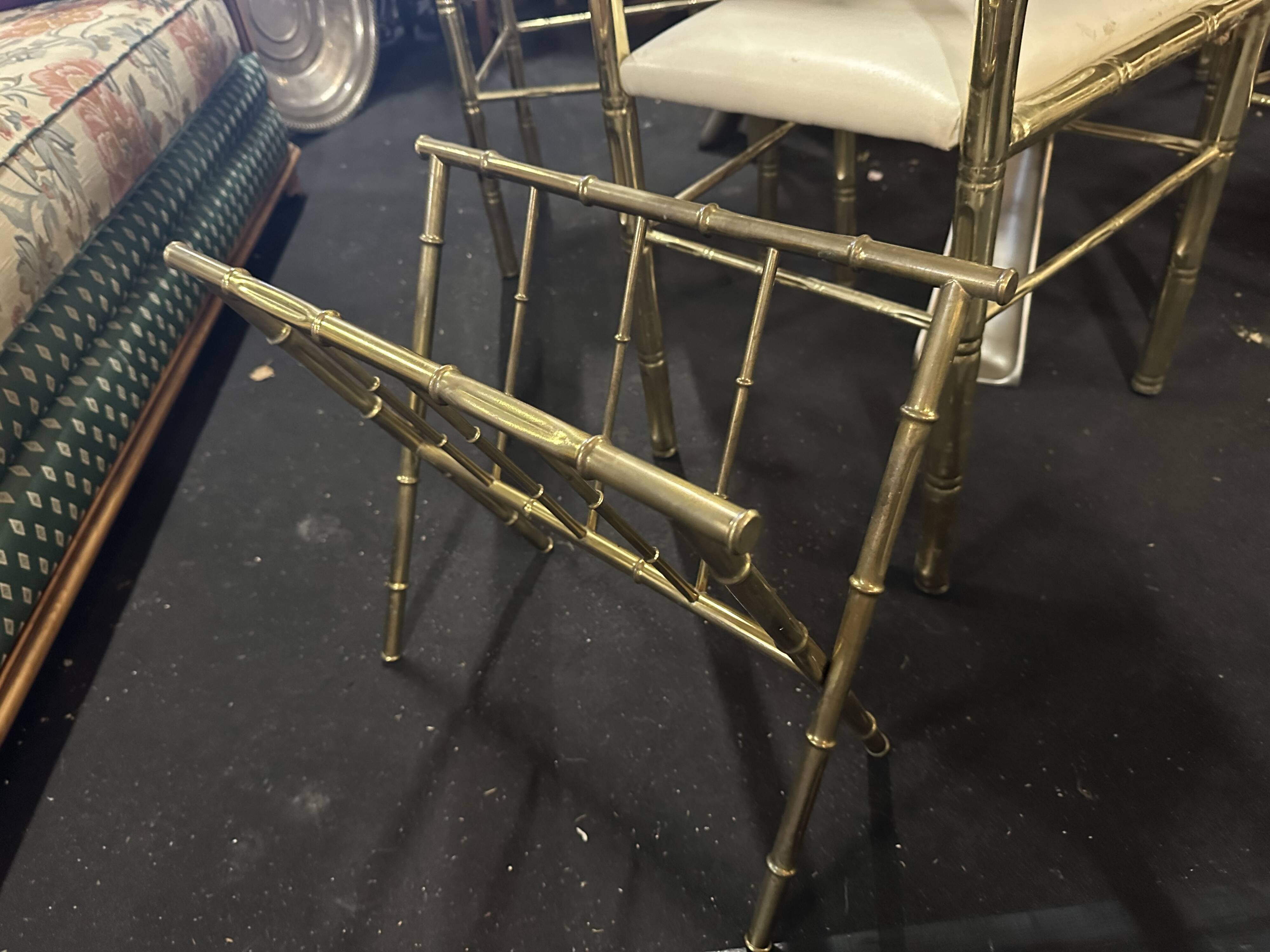 Hollywood Regency Brass and Bamboo Magazine Rack by Maison Baguès, 1970s