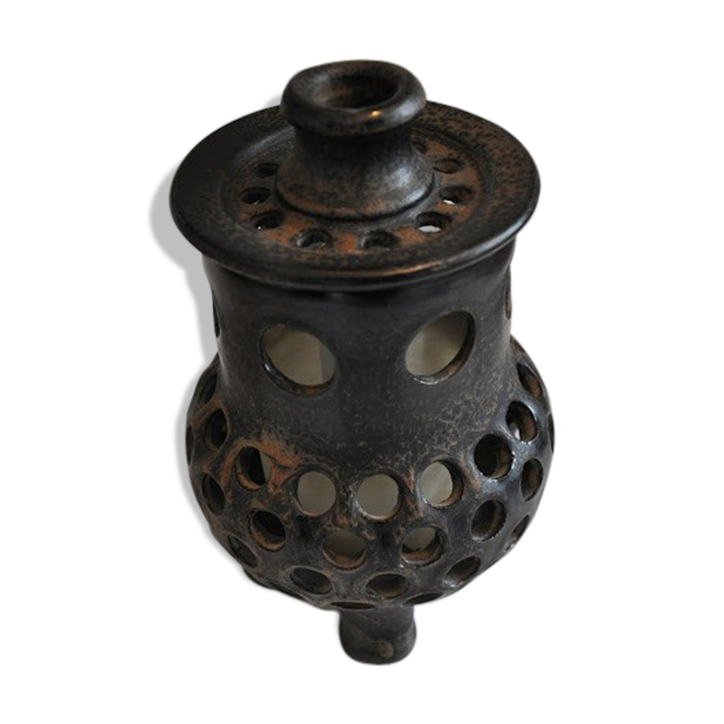 Lamp quadripode earthen terracotta of the sixties