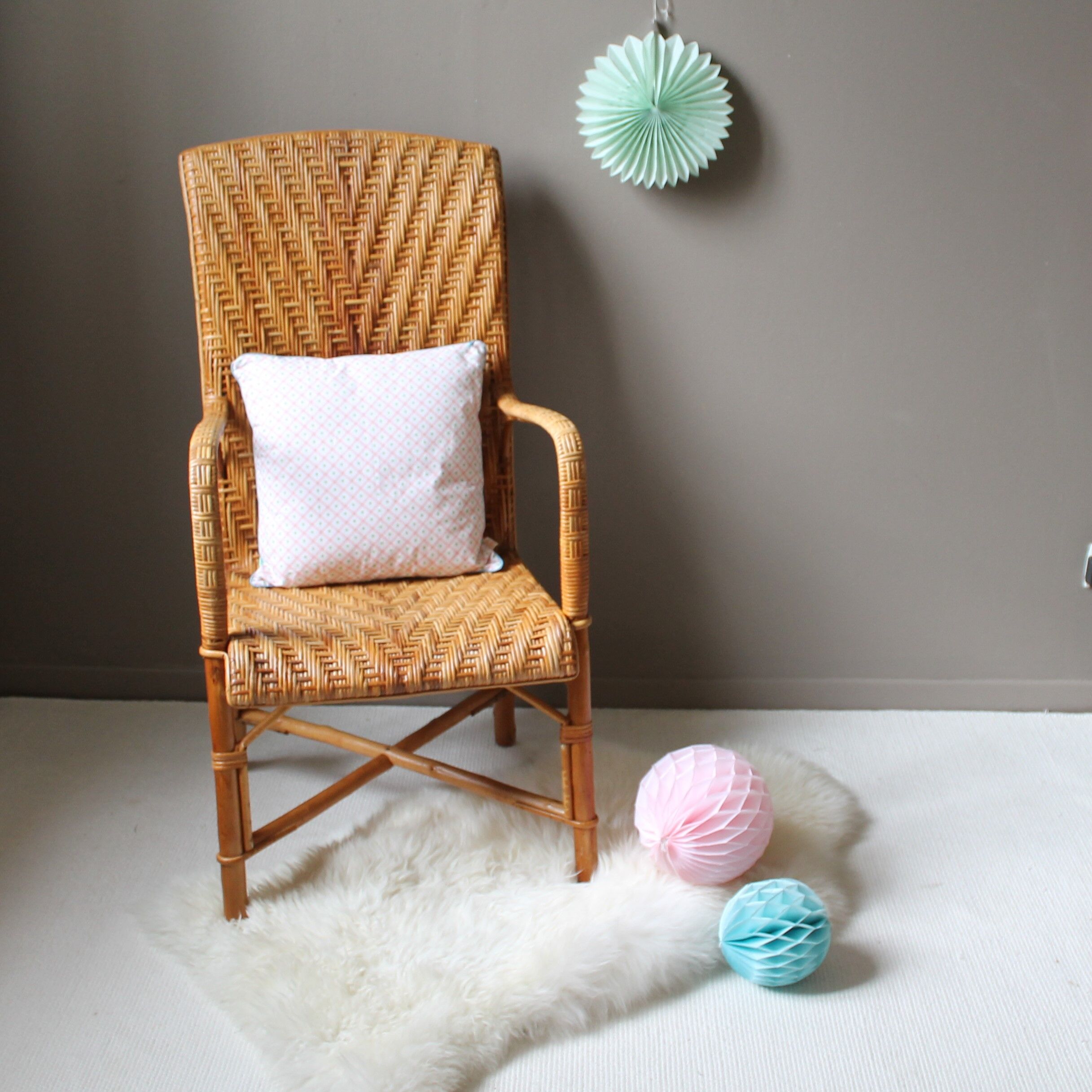 Vintage rattan armchair for adults