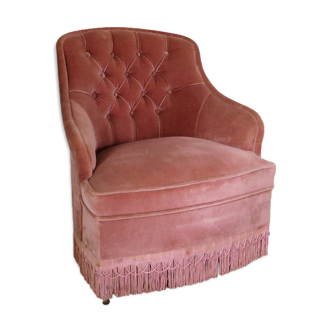 Fauteuil crapaud vieux rose