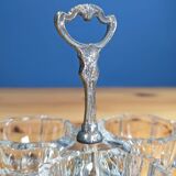 Ancien Saleron en Cristal et en Metal argenté condiments sel poivre