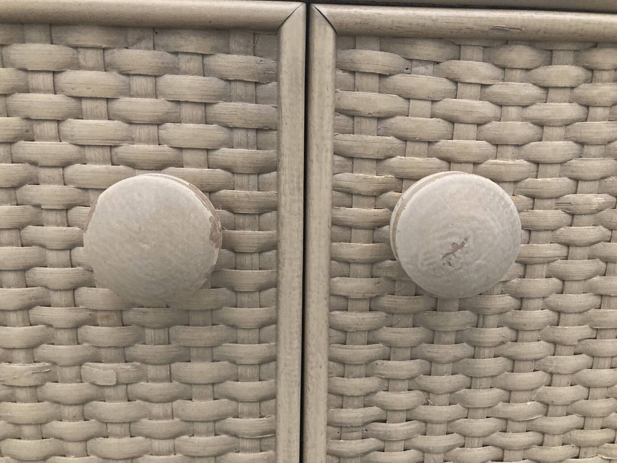 Vintage large Bamboo and Rattan display Cabinet, 1980’s