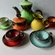 Keraluc Quimper France coffee service, 4 cups