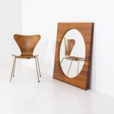 XL Mid-century mirror in solid teak (Denmark, 1960s).