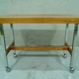 Mid-century teak and chrome mobile table, 1970