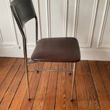 Skaï and bi-color chrome chair