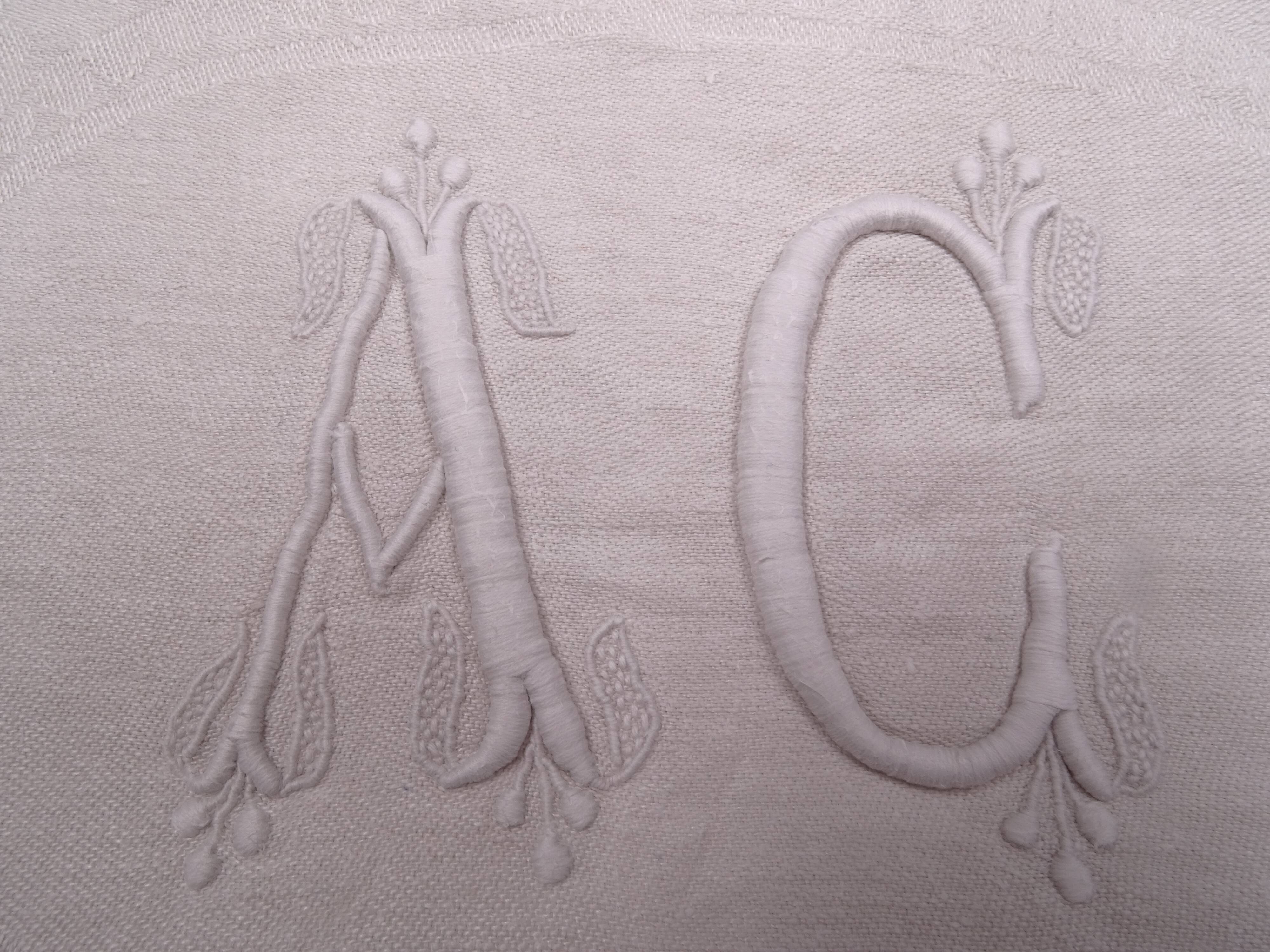Set of 17 old damasked towels and monogram ac