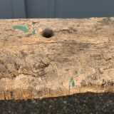 Console desserte "primitive" tray in oak steel frame
