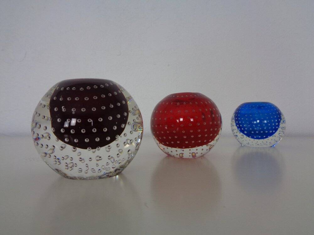 Italian candleholders in Murano glass, 1950s, set of 3.