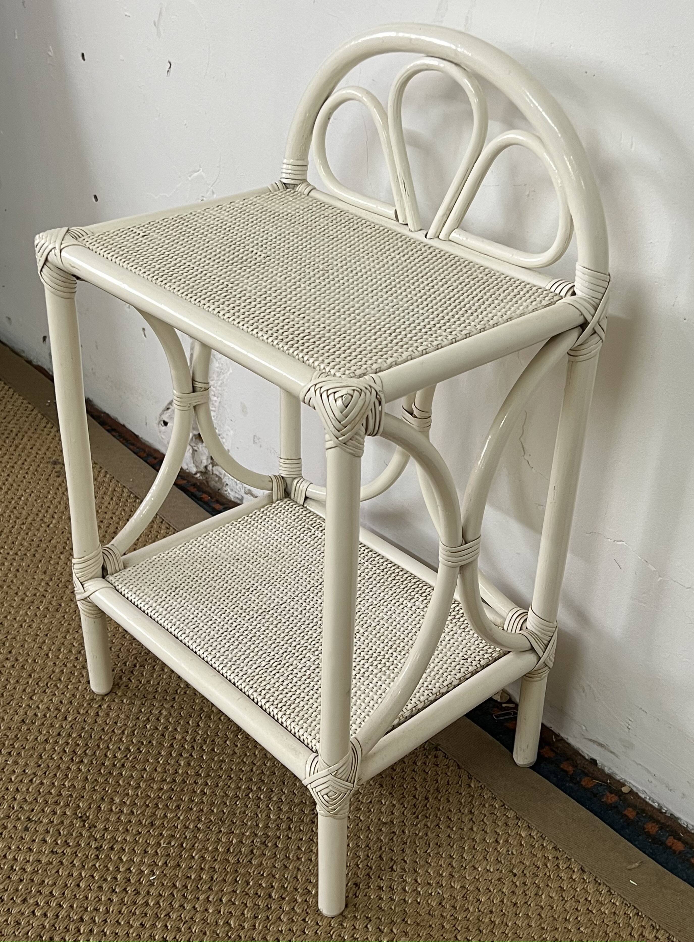 Vintage rattan side table / bedside table