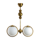 Mid-Century Brass & Opaline Glass Chandelier