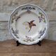 Vintage Longchamp plate handmade with bird and flower decoration, 25.5cm.
