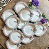 Set of 12 vintage pink and gray fish-shaped plates - Digoin
