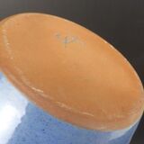 Signed enamelled terracotta bottle vase