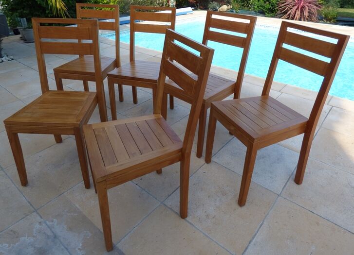 6 chairs of golden oak color in solid wood brand codium maison