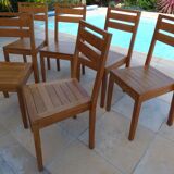 6 chairs of golden oak color in solid wood brand codium maison