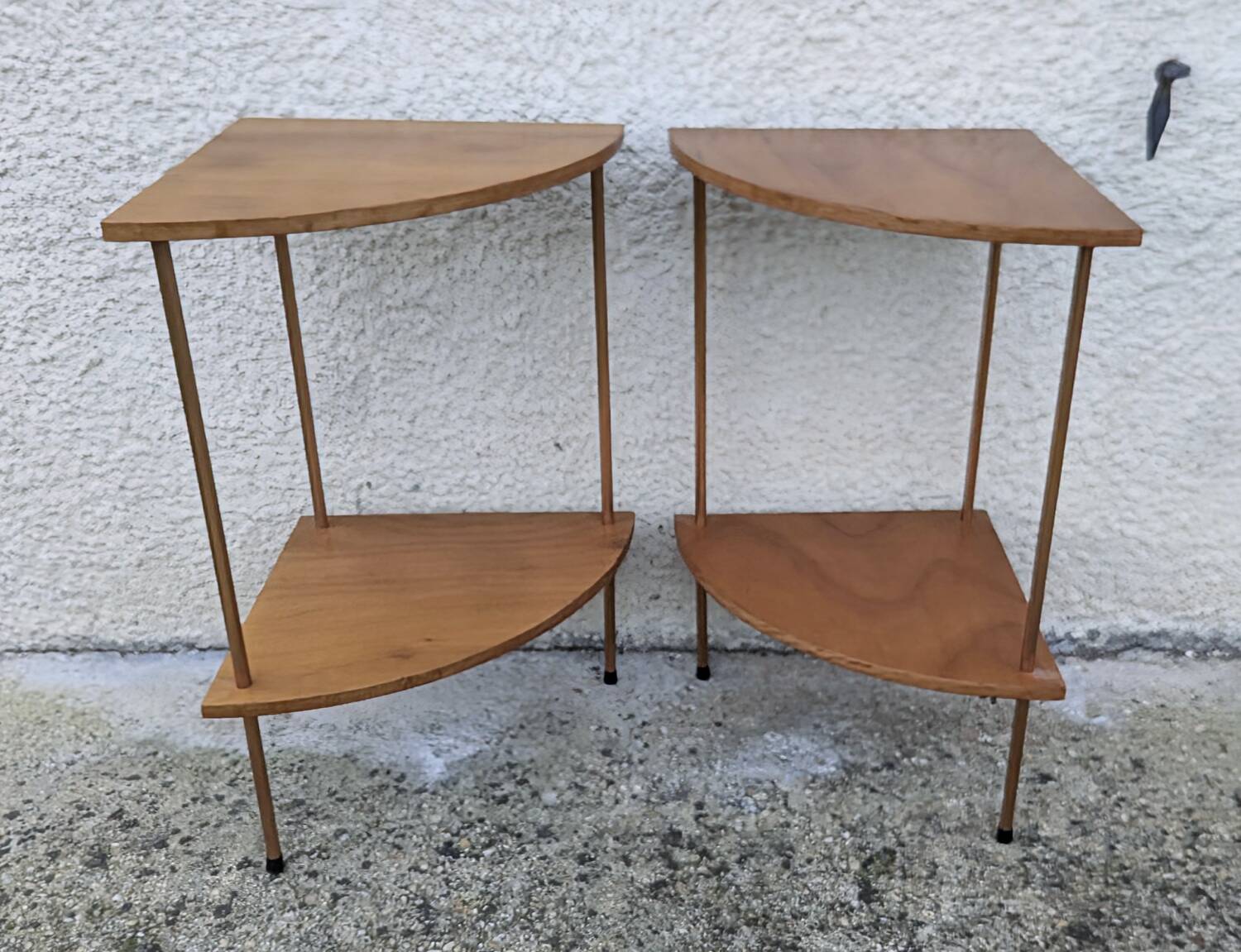 Pair of Corner Shelves 60/70 Vintage Design Console Table
