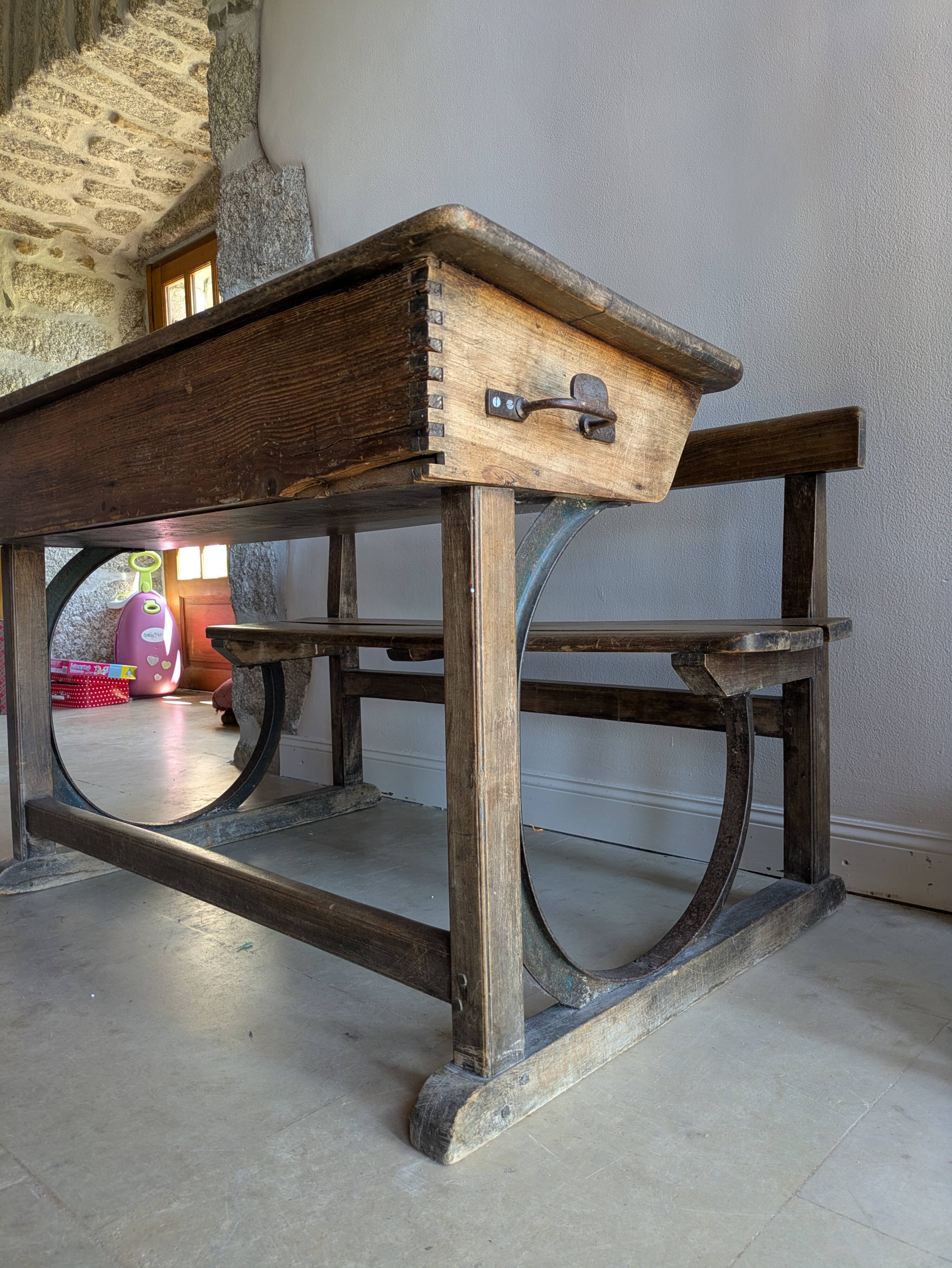 School desk for children with lockers