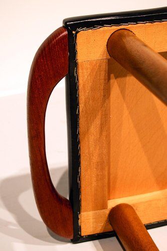 Scandinavian Stool in Teak and Leatherette