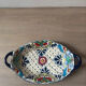 Vintage hand-painted Talavera Mexican ceramic oval plate