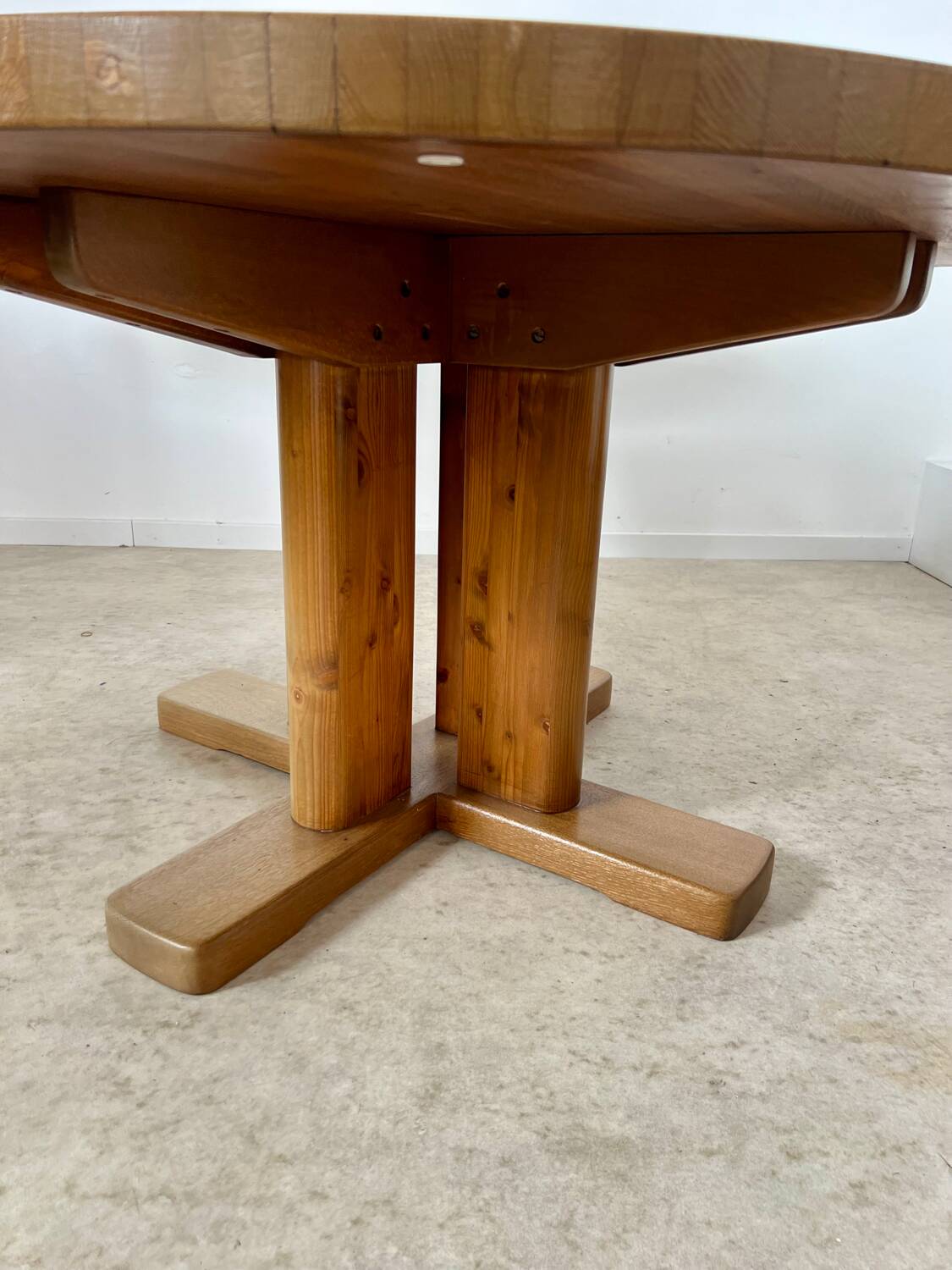 Large solid wood table 140 cm, vintage Scandinavian 70s design