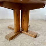 Large solid wood table 140 cm, vintage Scandinavian 70s design