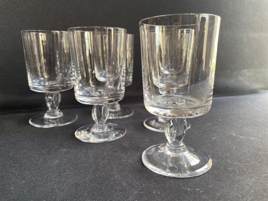 6 twisted plain crystal port glasses – Typical of the 1960s-1970's