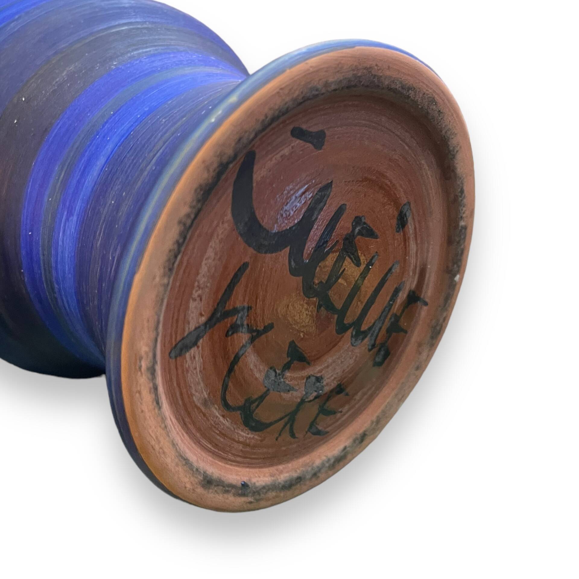 Georges Cueille Blue Vase with Rotating Decor