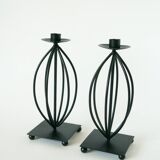 Pair of wrought iron candlesticks, Vintage